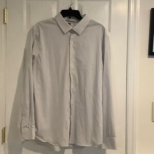 OLD NAVY PRO SIGNATURE SLIM FIT GO DRY White/Navy Pinstriped Dress Shirt XL